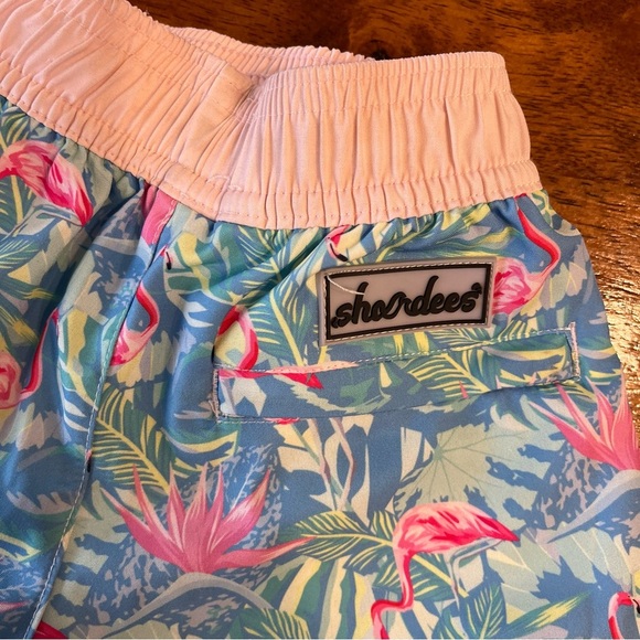 Shordees Properly Tied pink blue flamingo swim trunks infant size 12 months - Picture 3 of 7